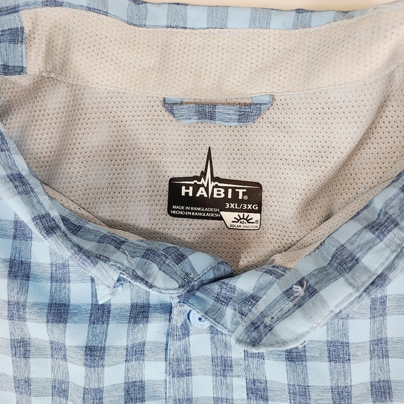 Habit Men's Long Sleeve Shirt 3XL Blue Checked Cargo Utility Fishing Button - Picture 2 of 15